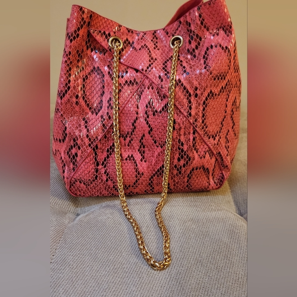 Purse Neon Pink Barbiecore snakeskin  purse, crossbody or shoulder style